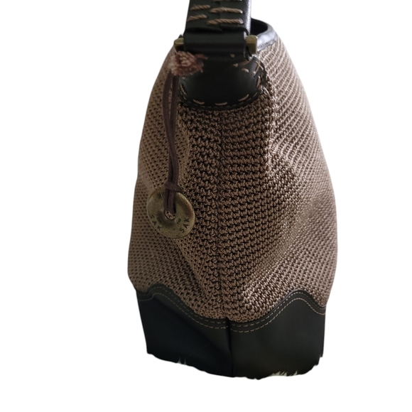 The Sak Baguette Womens Bag, Brown Crocheted Stitched Strap Hard Bottom - Picture 5 of 13
